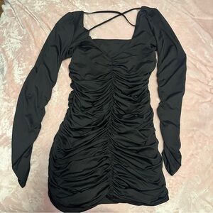 Elegant Black Ruched Dress
